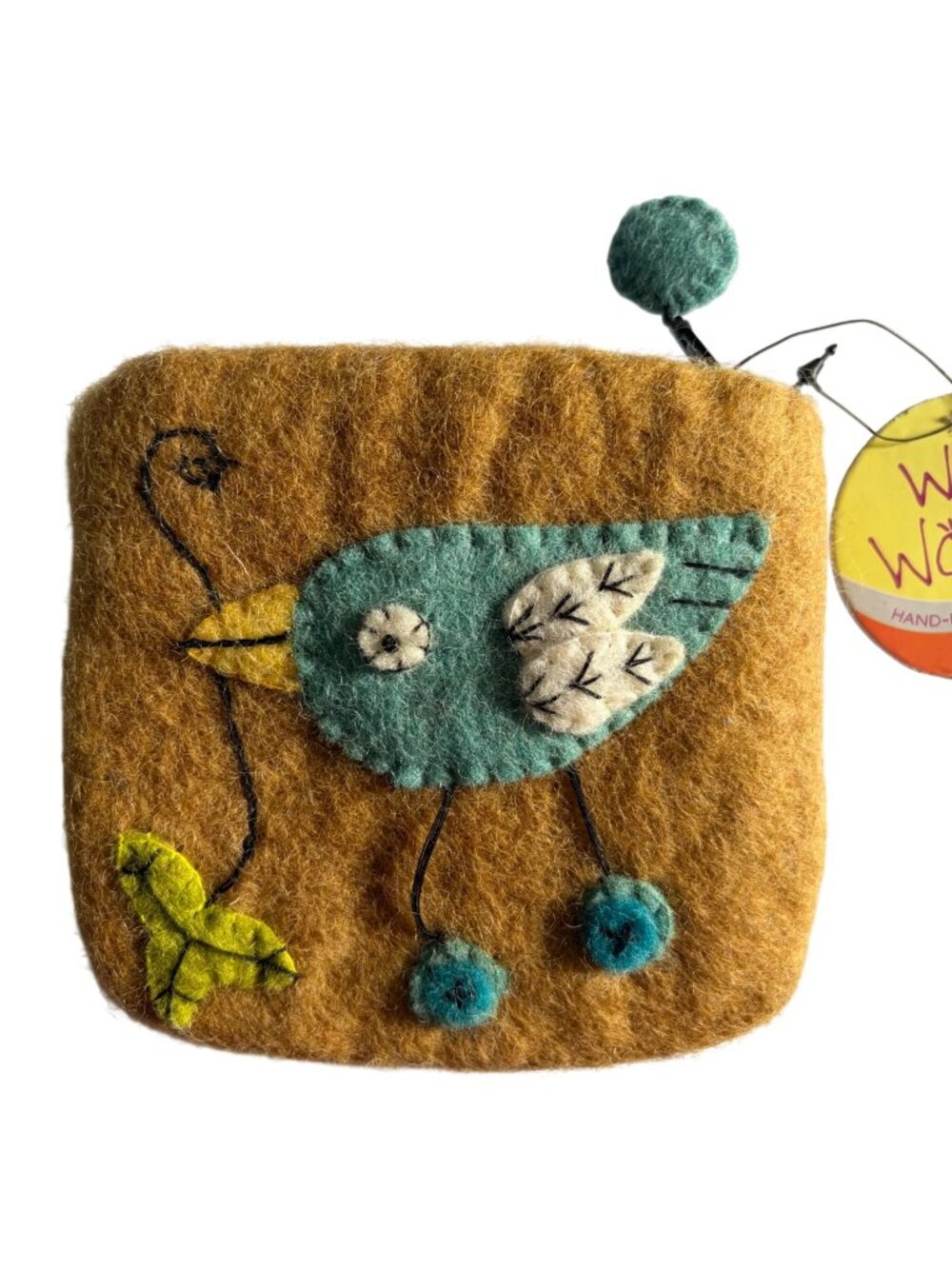Wild Woolies Felted Wool Coin Bird Design Fair Trade Artisan Handmade In Nepal